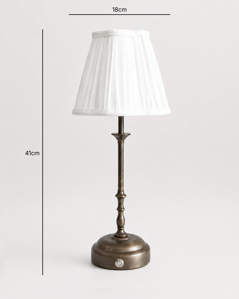 Edith Portable Table Lamp Dark Bronze - Linen Pleated Shade