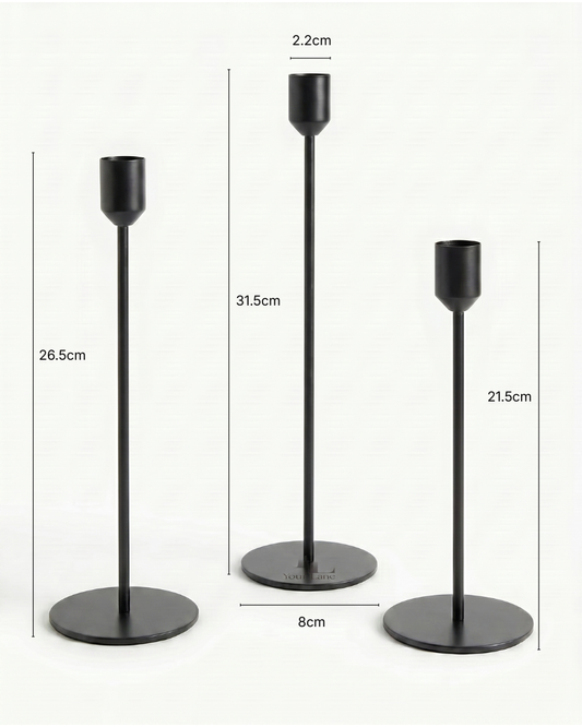 The Pillar Candle Holders - Set of 3 - Black