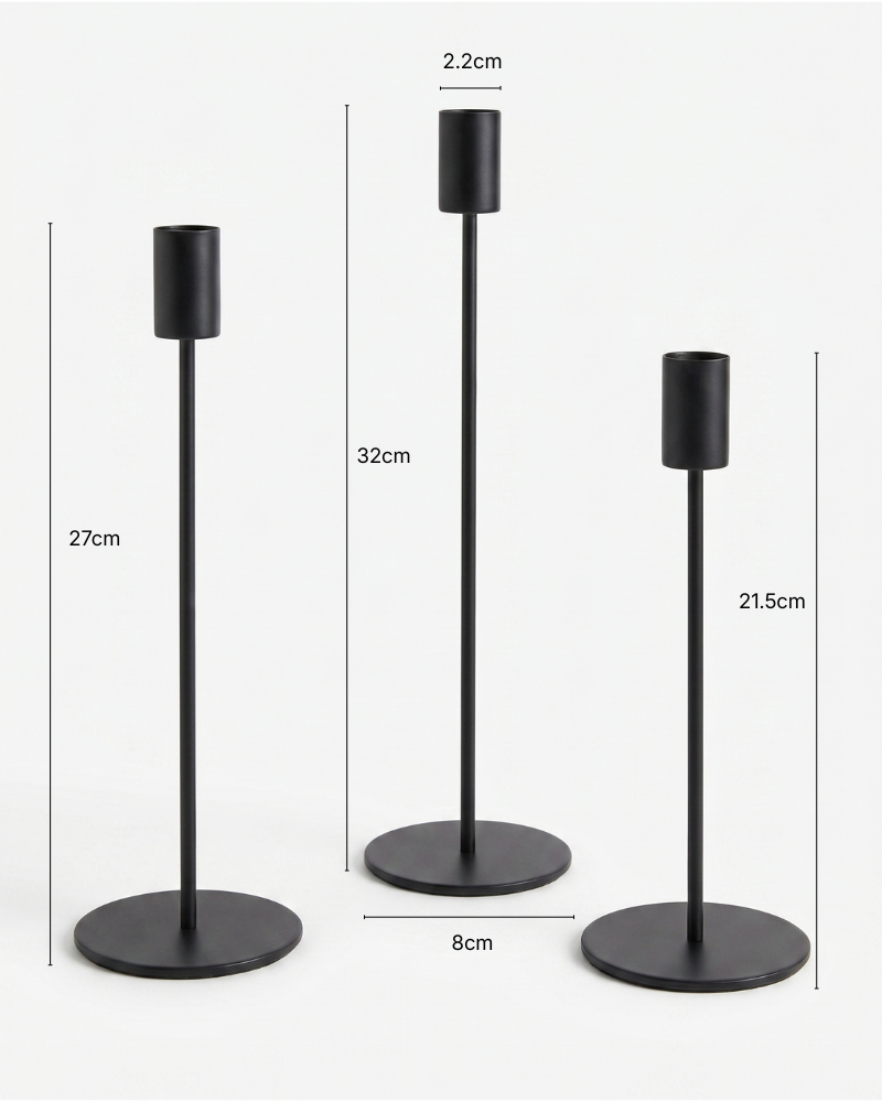 The Column Candle Holders - Set of 3 - Black