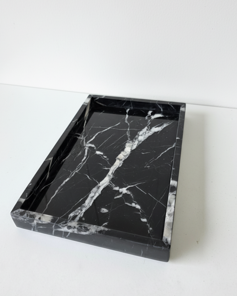 Large Rectangle Marble Tray - Black Marquina