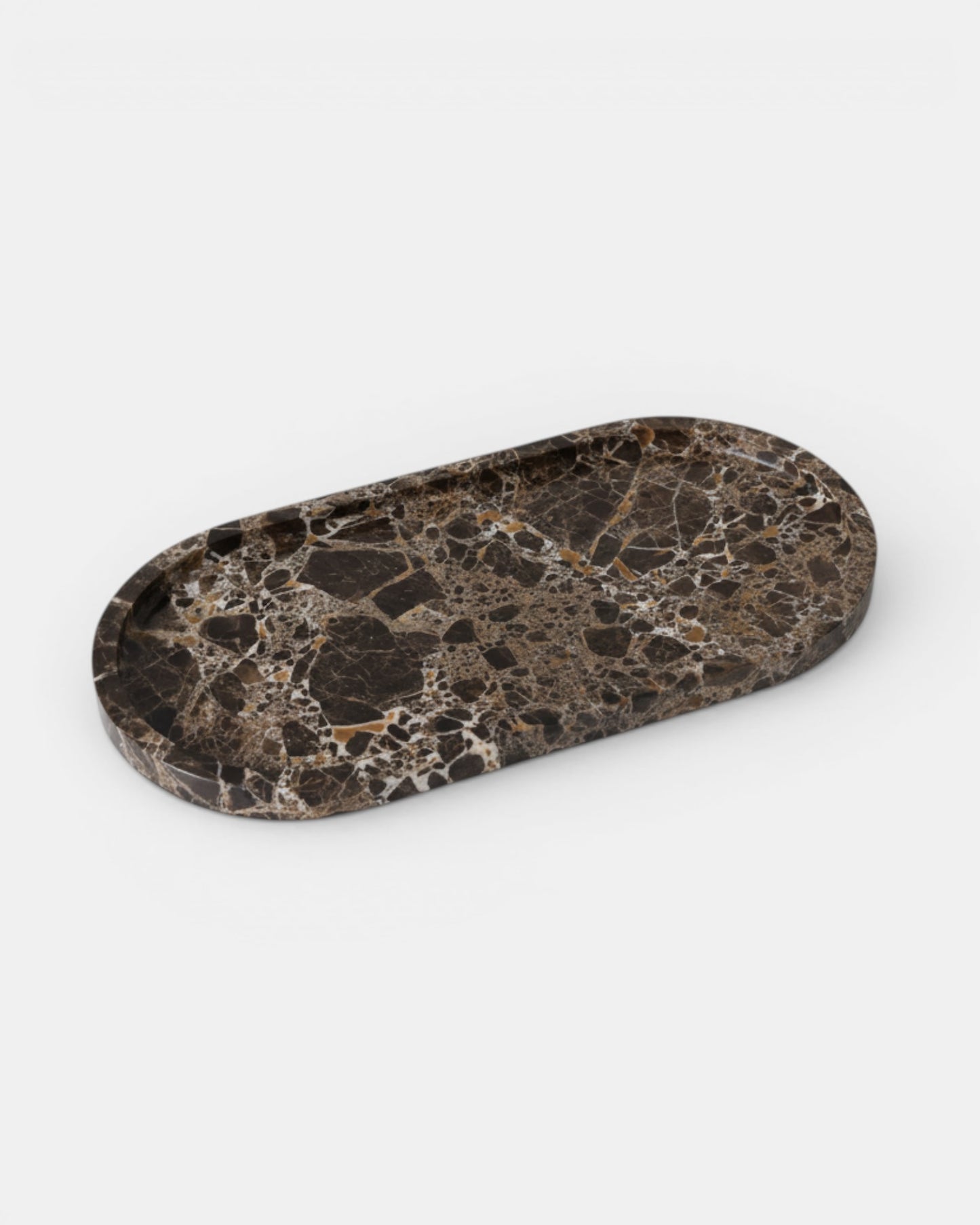Oval Marble Tray - Emperador Brown