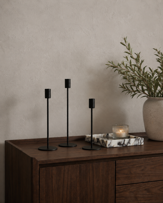The Column Candle Holders - Set of 3 - Black