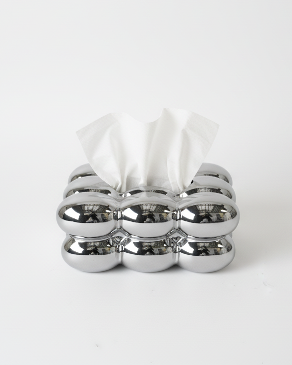 Bubble Tissue Box - Metallic Silver