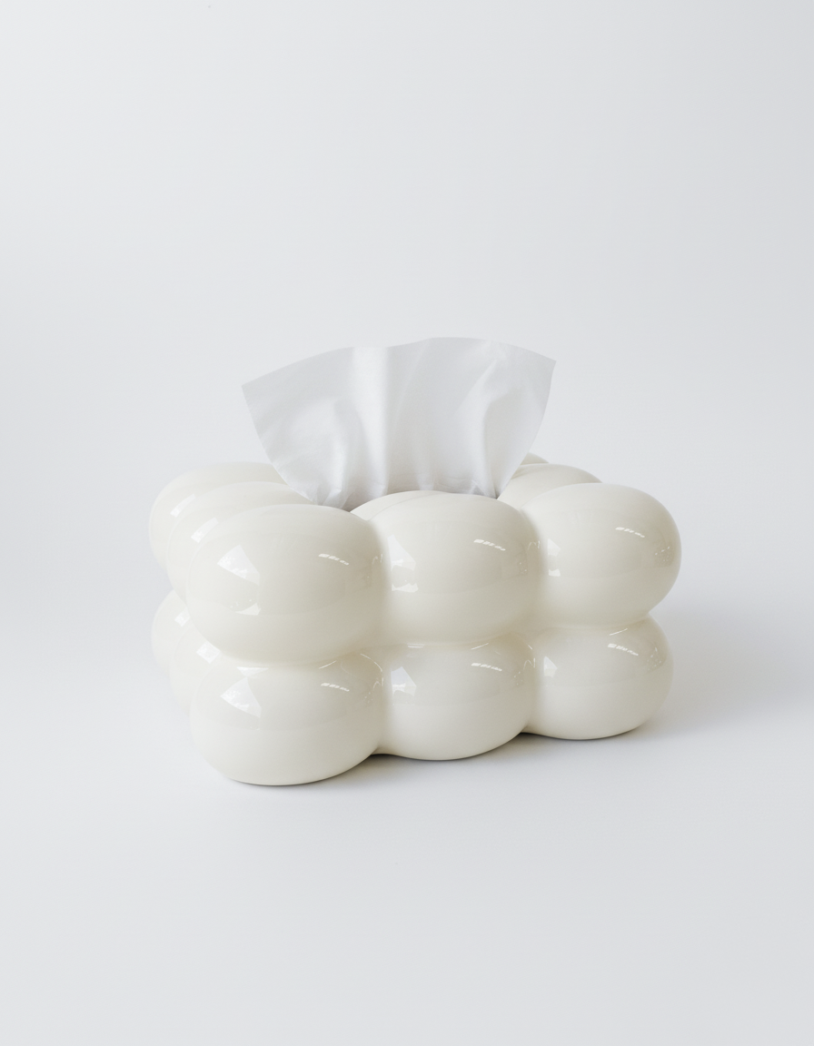 Bubble Tissue Box - Ivory