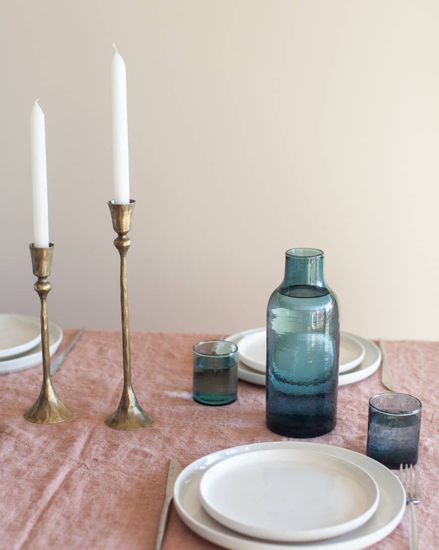 Gemini Hand Forged Iron Candlestands: Brass Finish