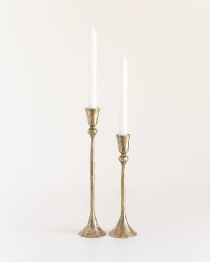 Gemini Hand Forged Iron Candlestands: Brass Finish