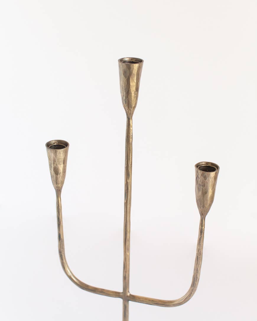 Hand Forged Iron Candelabras: Brass Finish