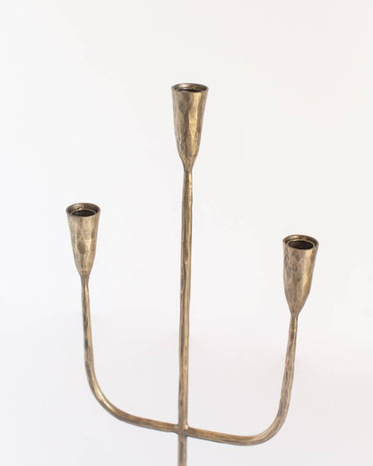 Hand Forged Iron Candelabras: Brass Finish