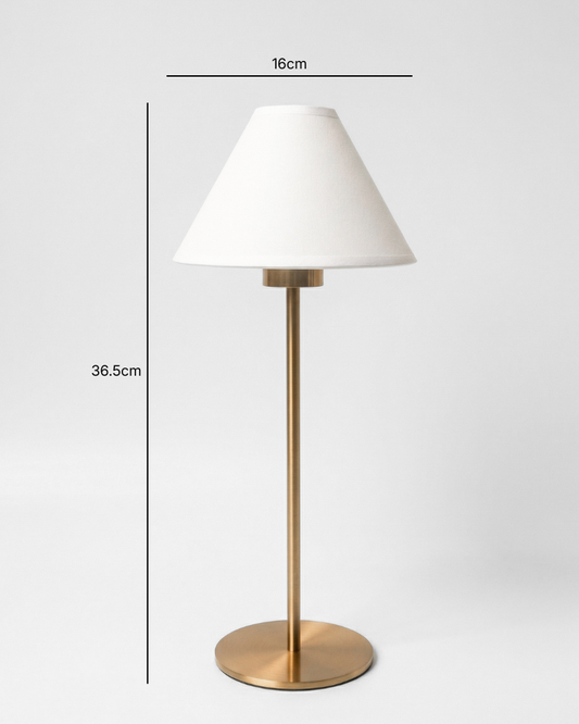 Alba Brass Portable Lamp - Classic Empire Fabric Shade