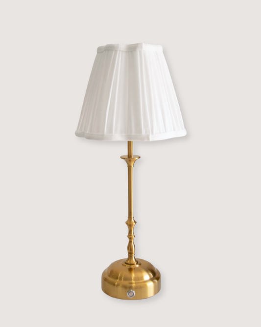 Edith Portable Table Lamp Gold - Linen Pleated Shade