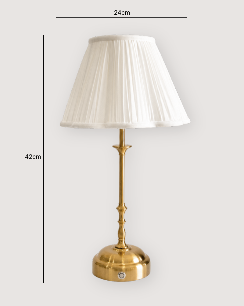 Edith Portable Table Lamp Gold - Fabric Silk-Look Pleated Shade