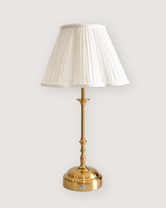 Edith Portable Table Lamp Gold - Fabric Silk-Look Pleated Shade