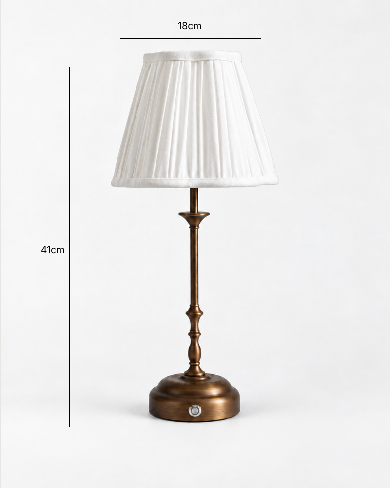 Edith Portable Table Lamp Antique Bronze - Linen Pleated Shade