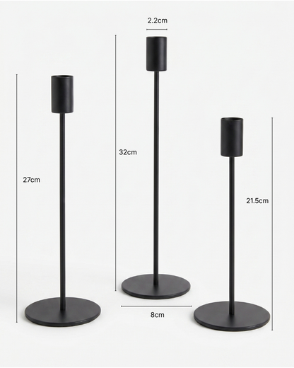 The Column Candle Holders - Set of 3 - Black