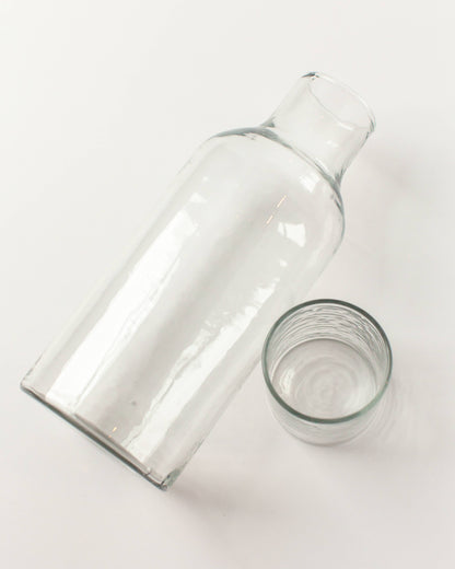 Handblown Hammered Glass Carafe: Clear