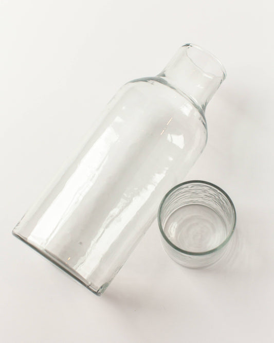 Handblown Hammered Glass Carafe: Clear