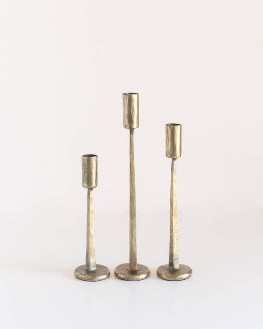 Dante Hand Forged Iron Candlestands: Brass Finish