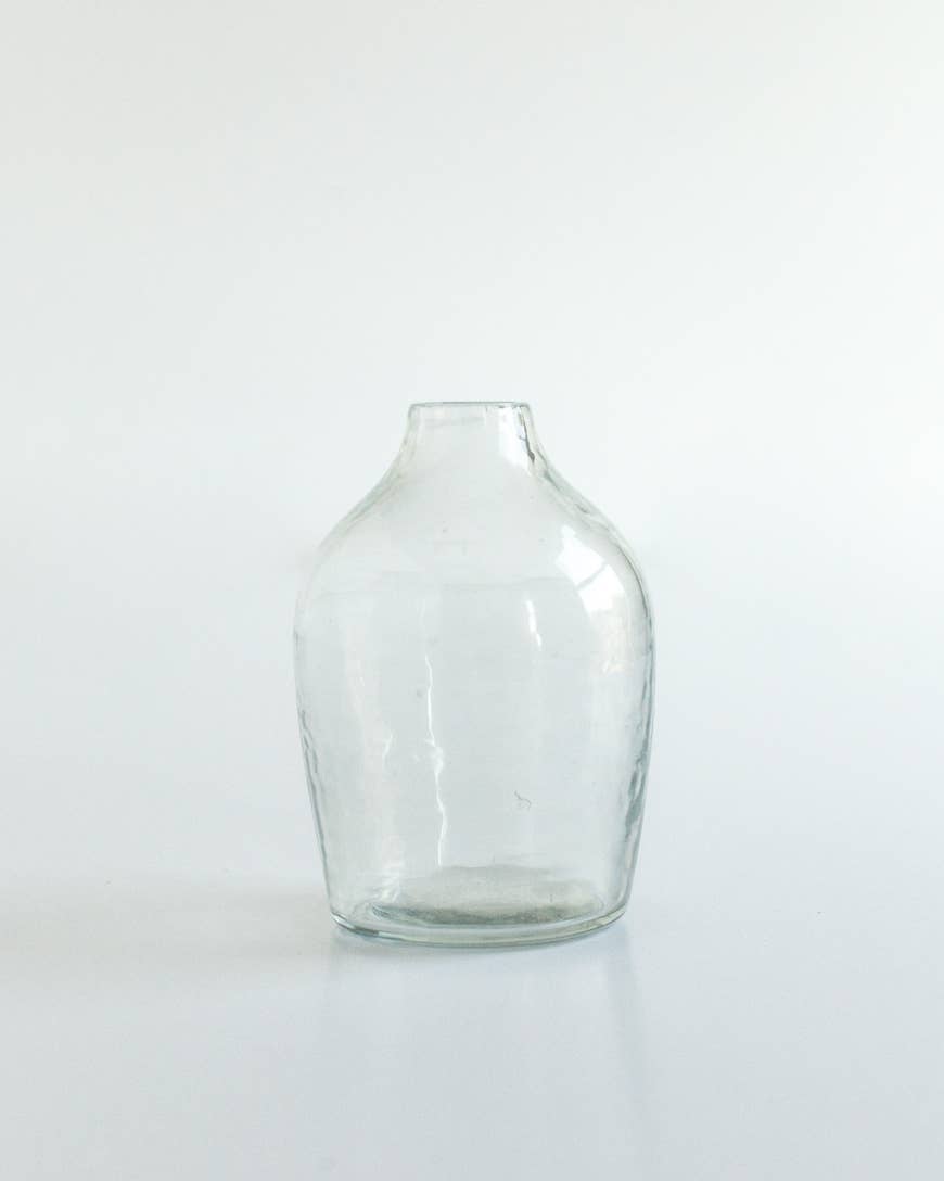Haley Handblown Hammered Glass Bud Vase: Clear