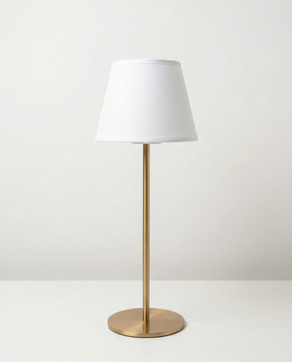 Alba Brass Portable Lamp - Tapered Drum Fabric Shade