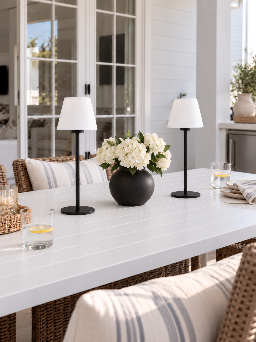 Arden Portable Lamp - Tapered Drum Fabric Shade - Set of 2