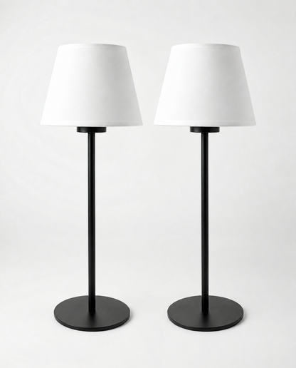 Arden Portable Lamp - Tapered Drum Fabric Shade - Set of 2