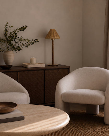 Portable Bamboo Table Lamp - Rattan Shade