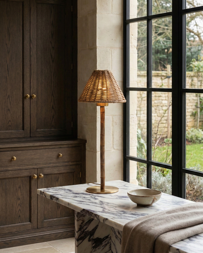 Portable Bamboo Table Lamp - Rattan Shade