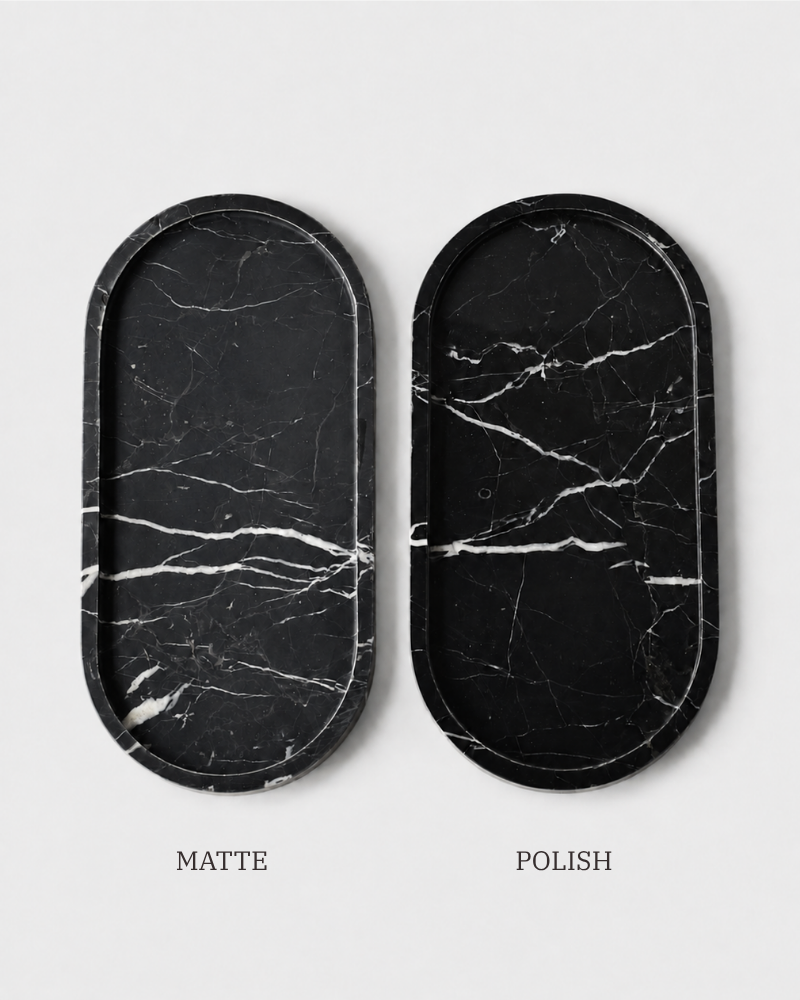 Oval Marble Tray - Black Marquina - Matte
