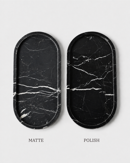 Oval Marble Tray - Black Marquina - Matte
