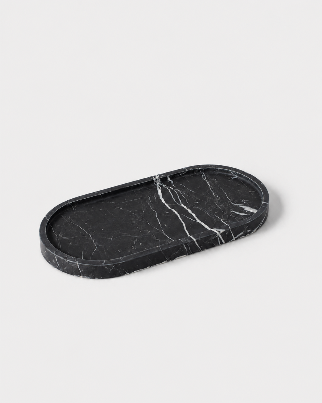 Oval Marble Tray - Black Marquina - Matte