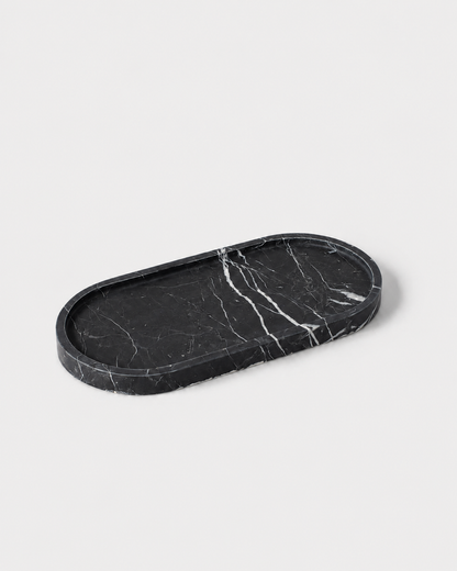 Oval Marble Tray - Black Marquina - Matte