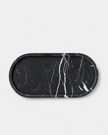 Oval Marble Tray - Black Marquina - Matte