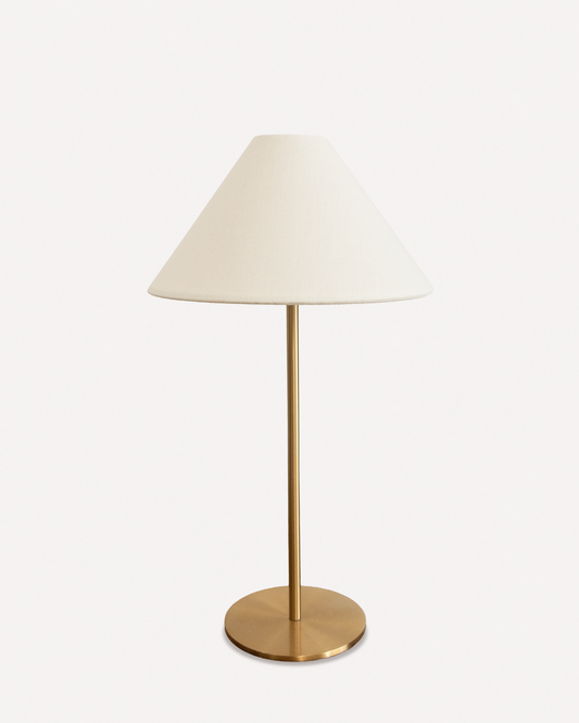 Portable Brass Table Lamp - Linen Shade