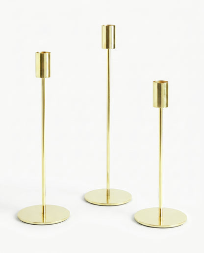 The Column Candle Holders - Set of 3 - Light Gold