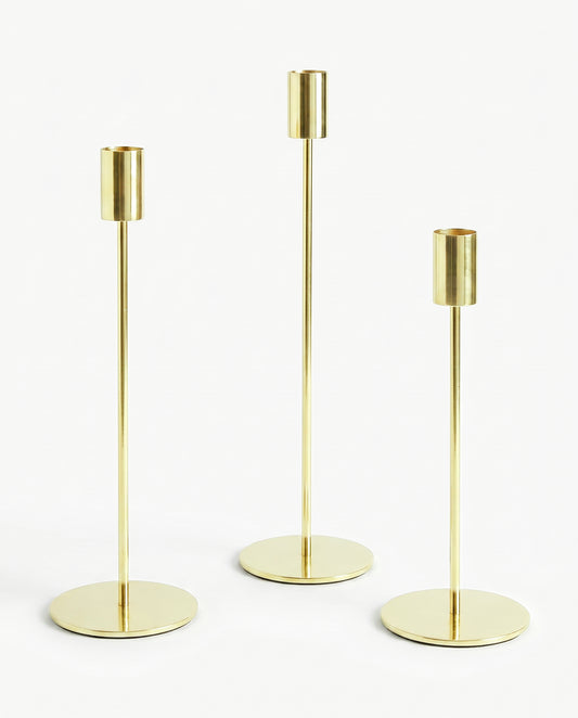 The Column Candle Holders - Set of 3 - Light Gold
