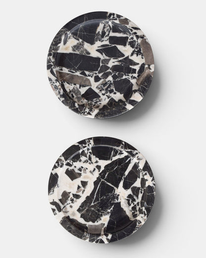 The Cassia Circle Tray - Black Bulgari Marble