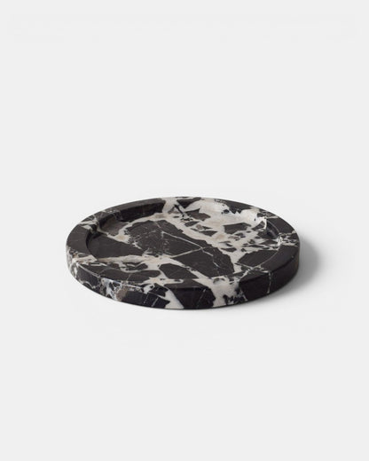 The Cassia Circle Tray - Black Bulgari Marble