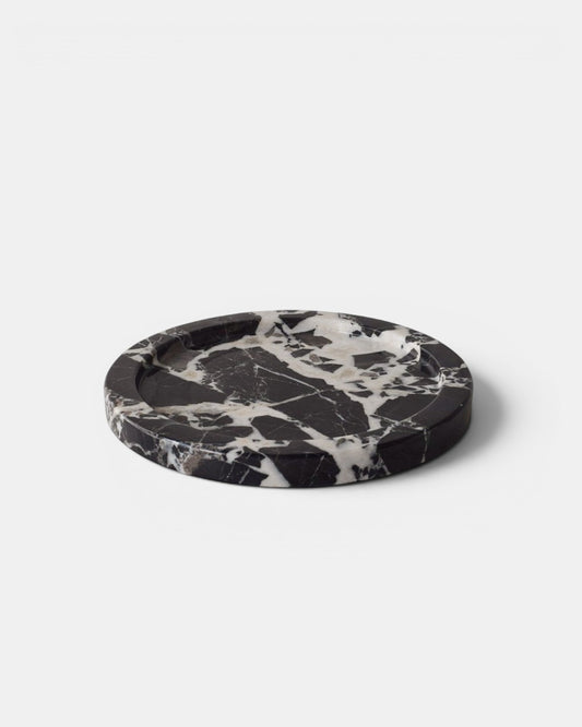The Cassia Circle Tray - Black Bulgari Marble