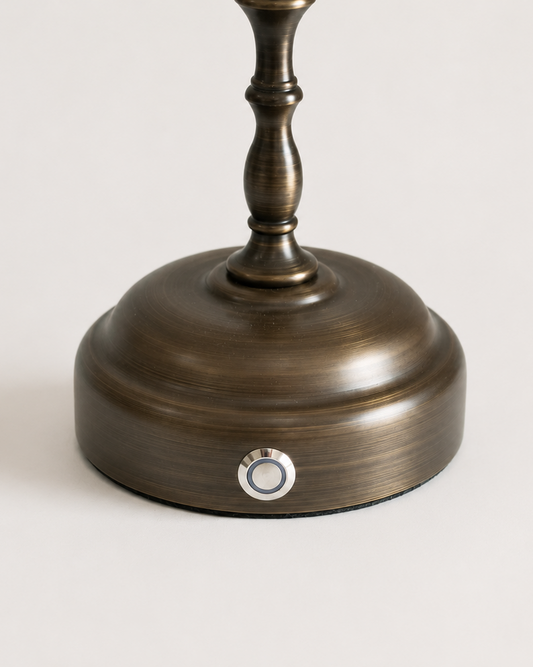 Edith Portable Table Lamp Dark Bronze - Fabric Silk-Look Pleated Shade