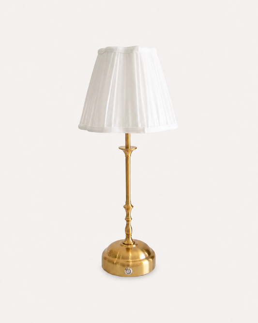 Edith Portable Table Lamp Gold - Linen Pleated Shade