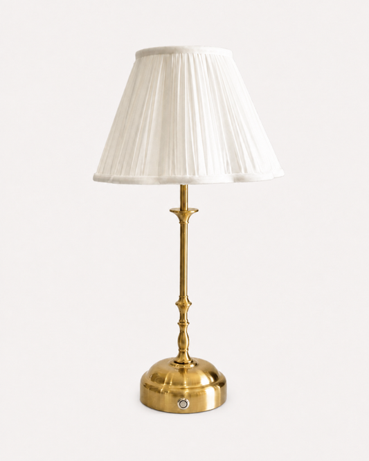 Edith Portable Table Lamp Gold - Fabric Silk-Look Pleated Shade