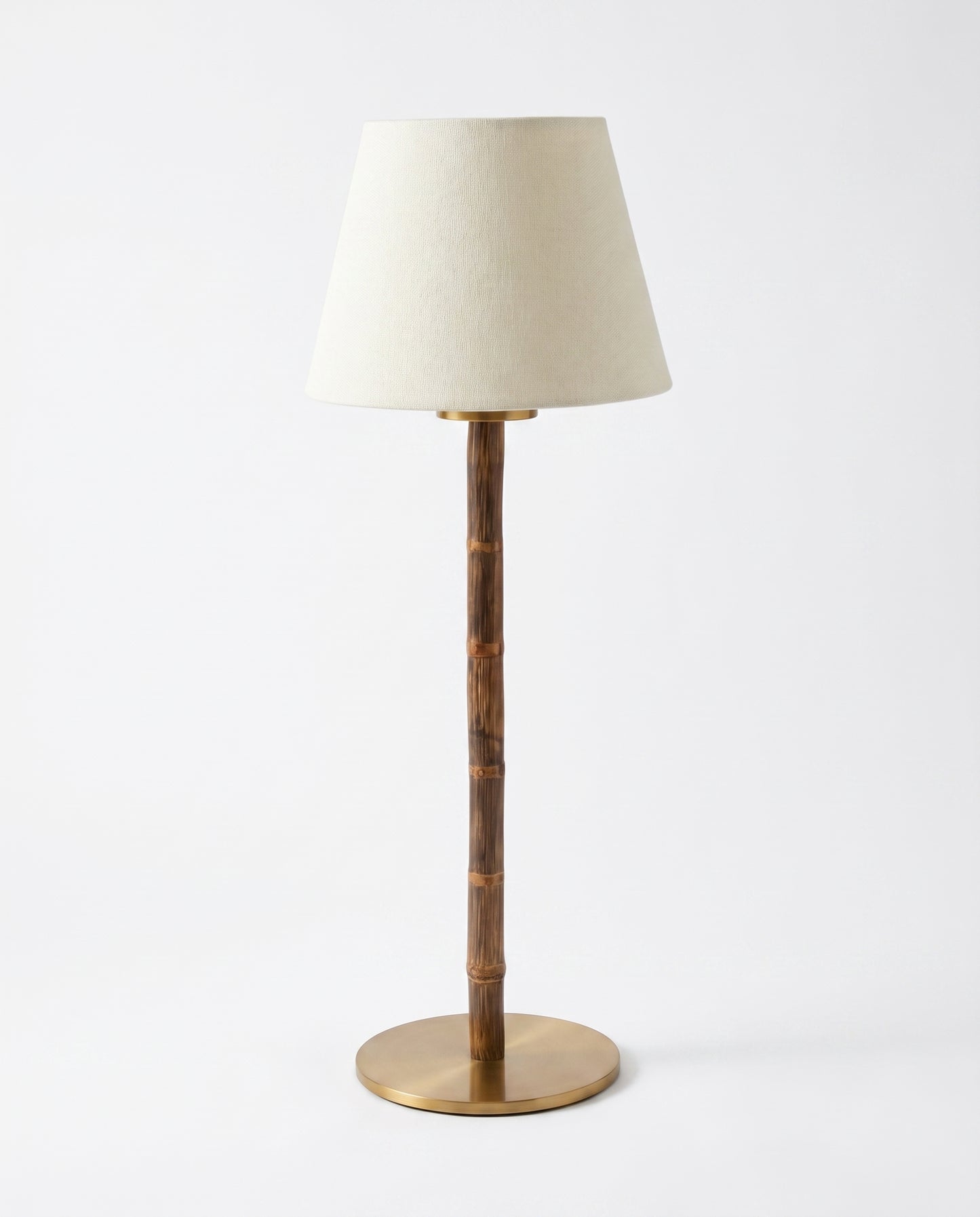 Portable Bamboo Table Lamp - Linen Drum Shade