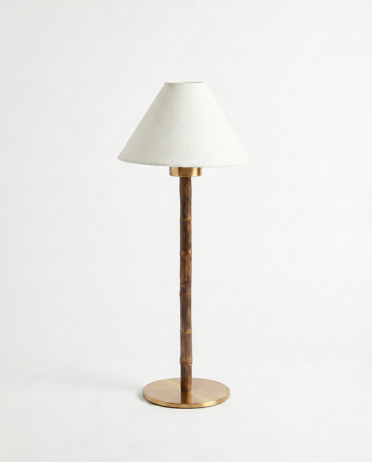Portable Bamboo Table Lamp - Linen Empire Shade
