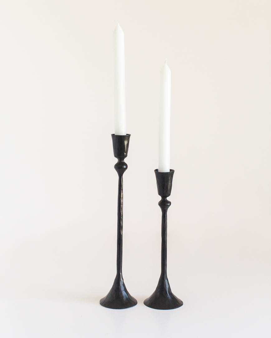 Gemini Hand Forged Iron Candlestands: Black