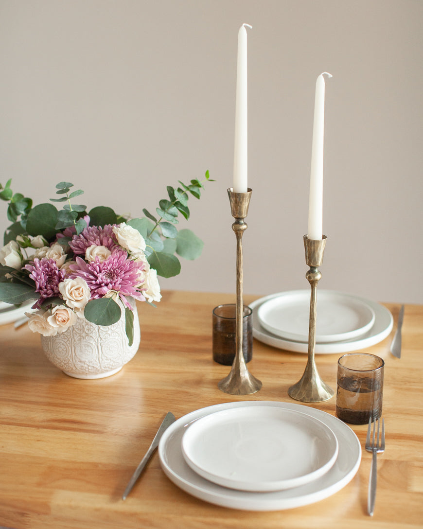 Gemini Hand Forged Iron Candlestands: Brass Finish