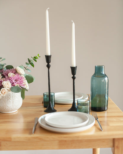 Gemini Hand Forged Iron Candlestands: Black