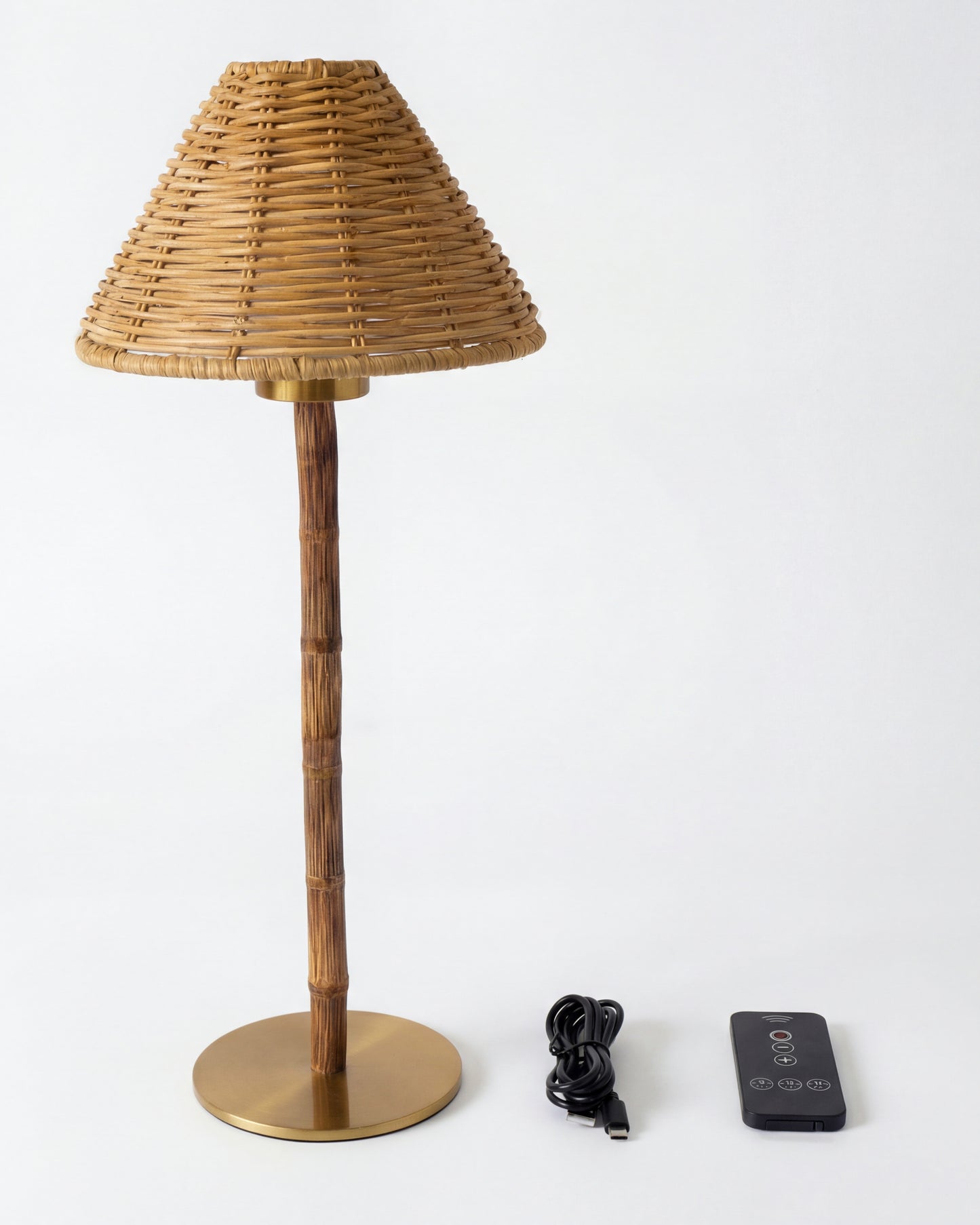Portable Bamboo Table Lamp - Rattan Shade