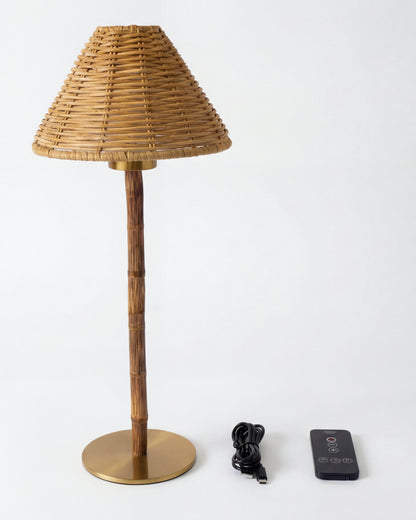 Portable Bamboo Table Lamp - Rattan Shade