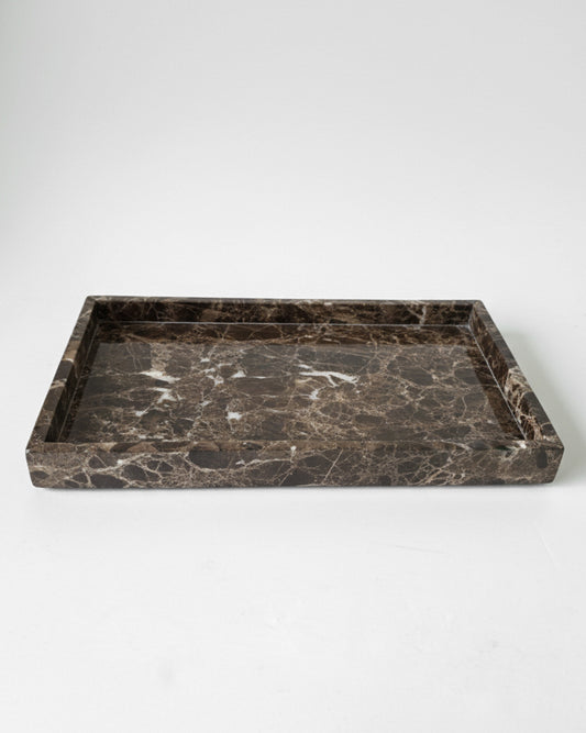 Large Rectangle Marble Tray - Emperador Brown