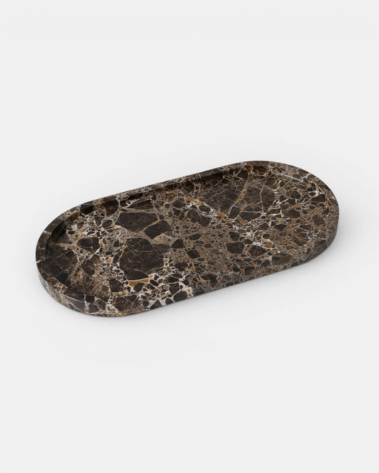 Oval Marble Tray - Emperador Brown